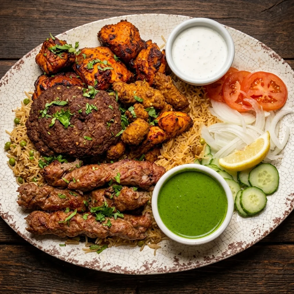 Peshawri Platter at Chutney Express Edmonton - Pakistani BBQ sharing platter for groups