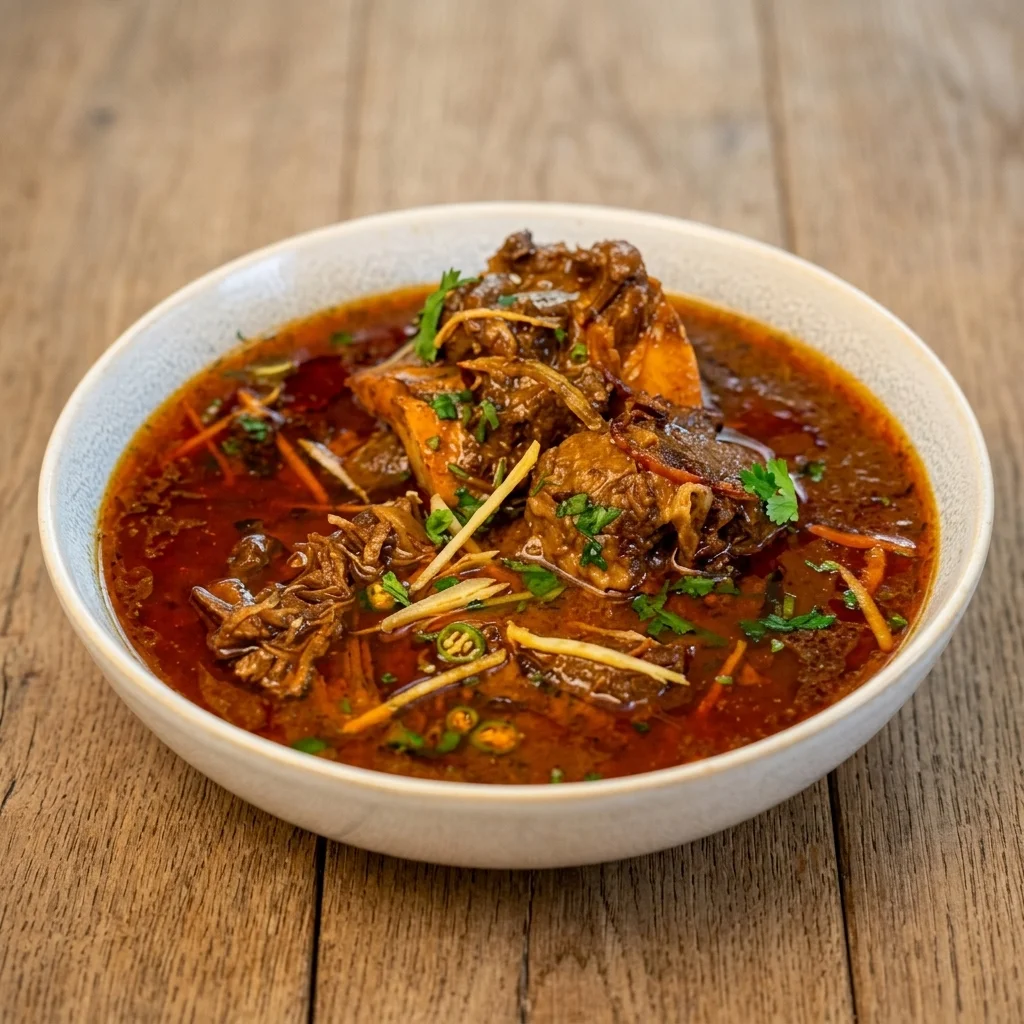 Slow-cooked Beef Nihari with naan at Chutney Express Edmonton